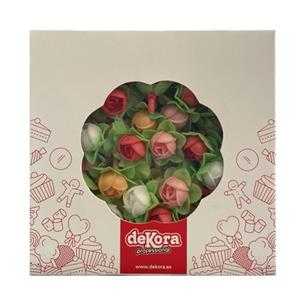 FLOR OBLEA SURTIDA CON HOJAS 4 CM. 100 U. 126025