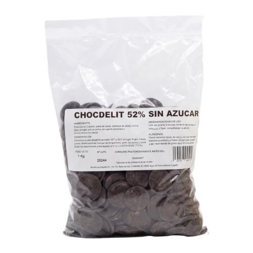 DELITE COBERTURA NEGRA SIN AZUCAR 52%  B/1 KG.