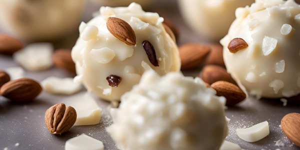 Bolitas de chocolate blanco con almendras